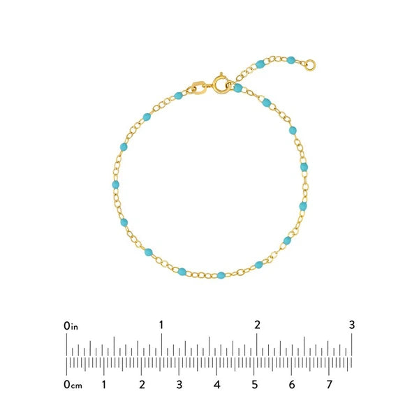 Light Turquoise EN/Amel Bead on Piatto Chain