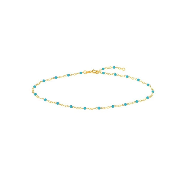 Light Turquoise EN/Amel Bead on Piatto Chain