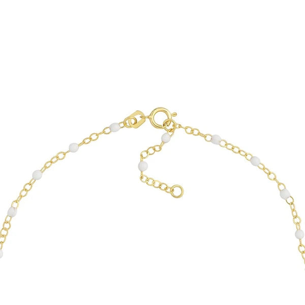 White EN/Amel Bead on Piatto Chain