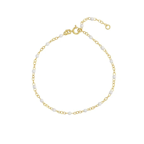 White EN/Amel Bead on Piatto Chain