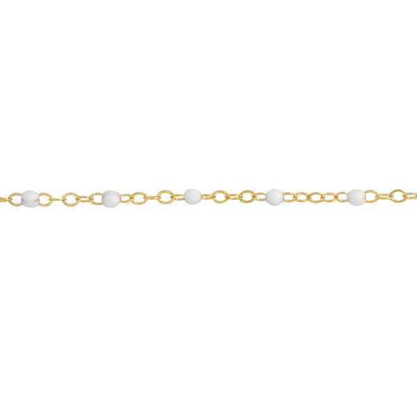 White EN/Amel Bead on Piatto Chain