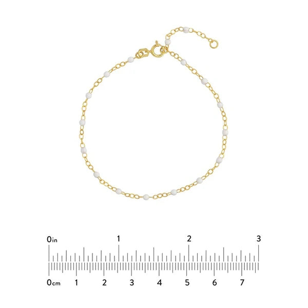 White EN/Amel Bead on Piatto Chain
