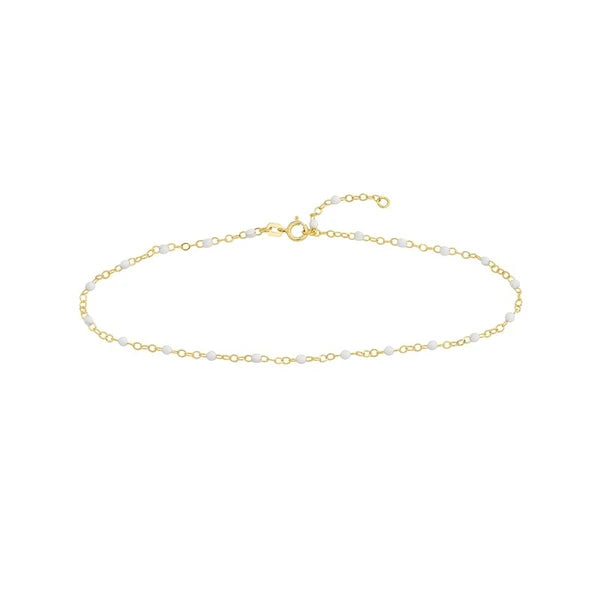 White EN/Amel Bead on Piatto Chain