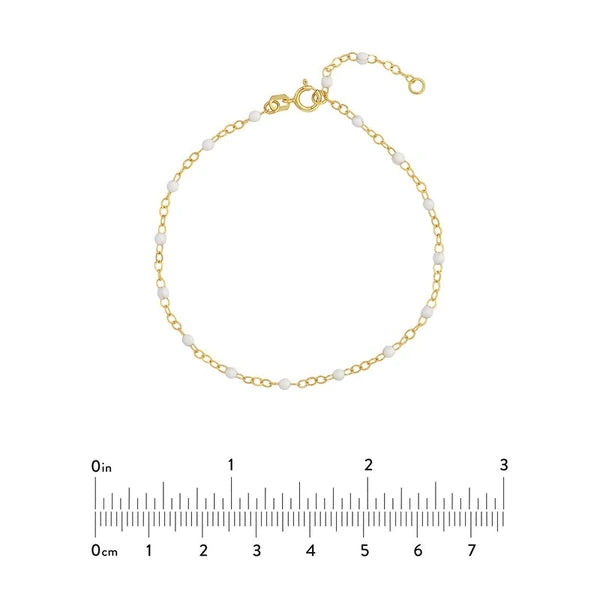 White EN/Amel Bead on Piatto Chain