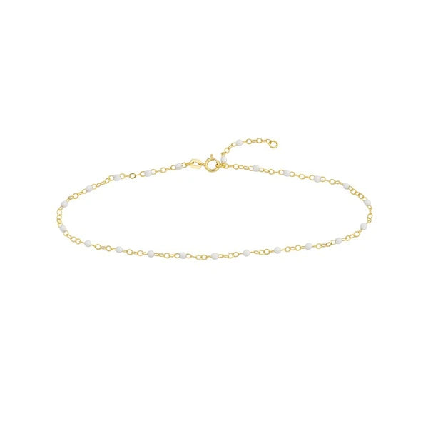 White EN/Amel Bead on Piatto Chain
