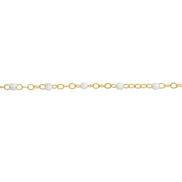 White EN/Amel Bead on Piatto Chain