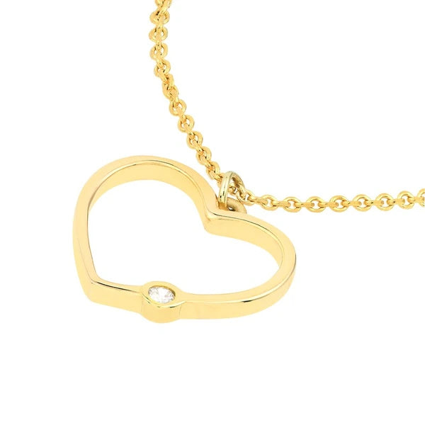Open Heart Diamond Bezel Necklace