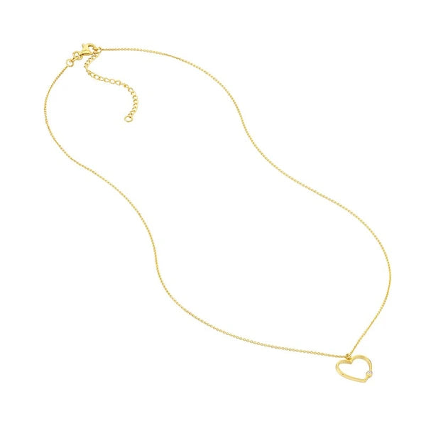 Open Heart Diamond Bezel Necklace