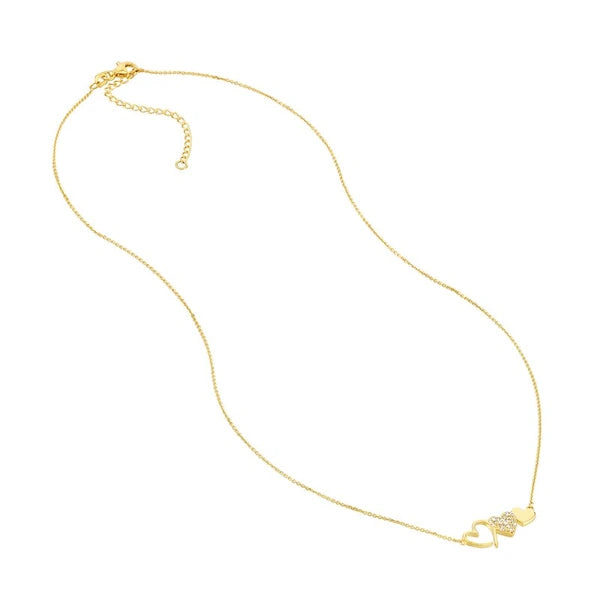 Heart Trio with Diamonds Necklace