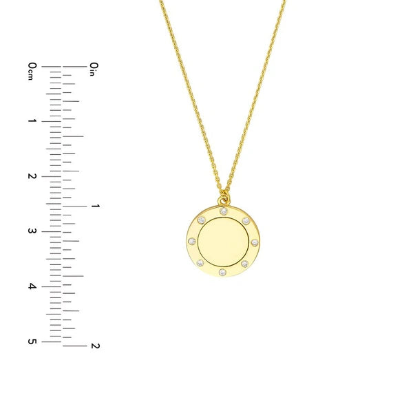 Diamond Trim Disc Medallion Necklace
