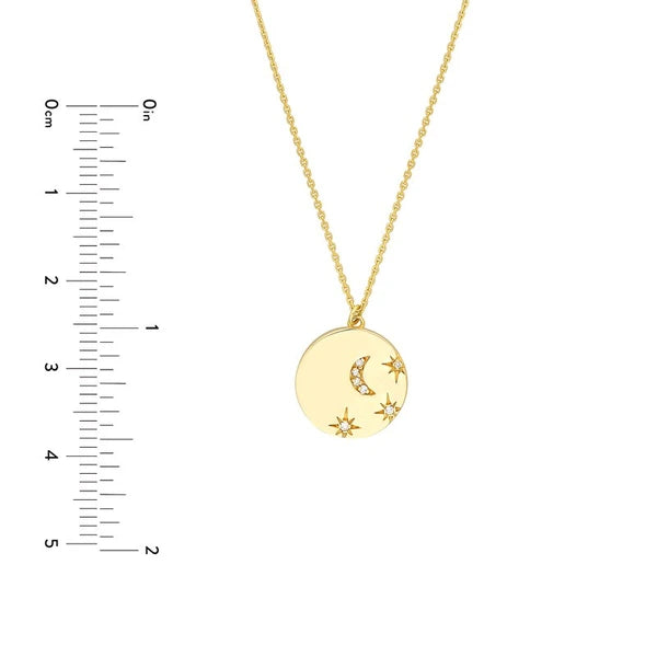 Diamond Moon & Stars Medallion Necklace