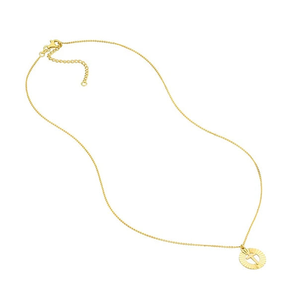 Fluted Cross Medallion Necklace