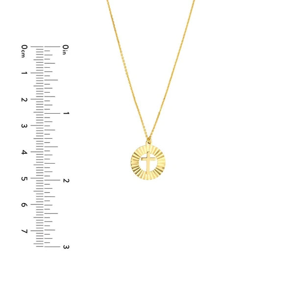 Fluted Cross Medallion Necklace