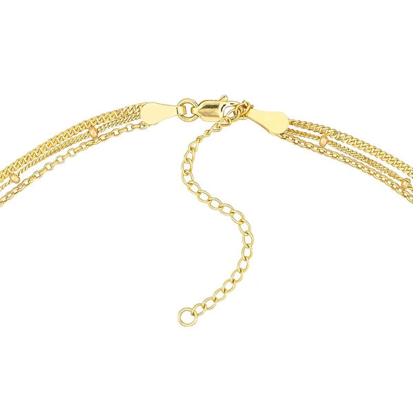 Rolo/Saturn/Curb Triple Chain Necklace