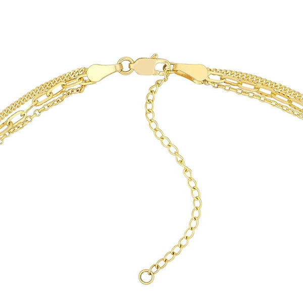 Rolo/Paper Clip/Curb Triple Chain Necklace