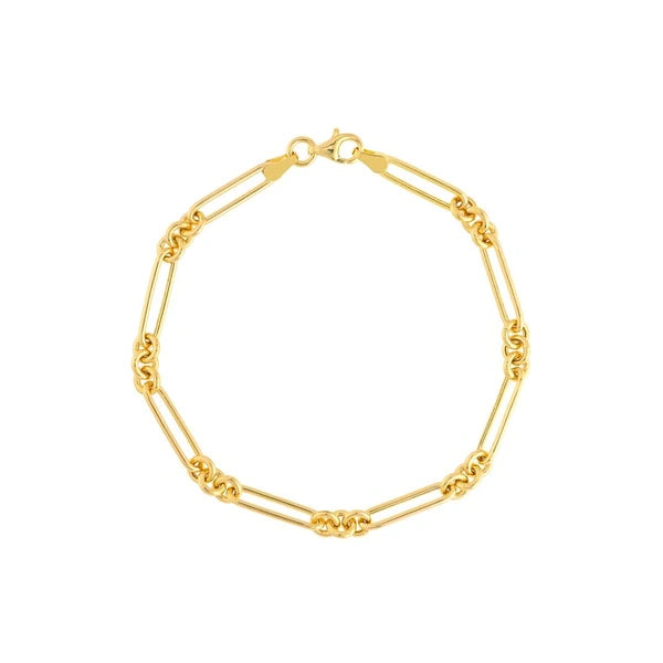 3+1 Hollow Fancy Rounded Paper Clip Chain with Pear Lock