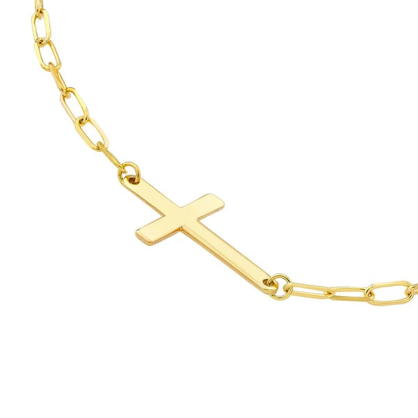 E2W Cross Paper Clip Necklace