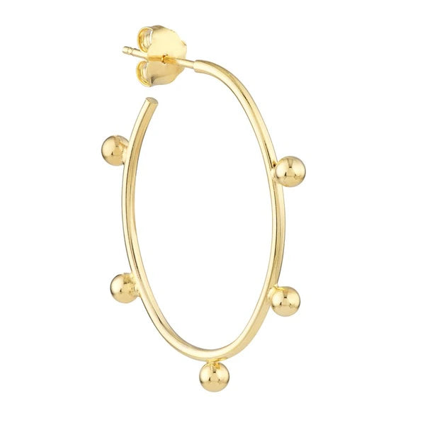 Oval Beaded Wire Post Hoops