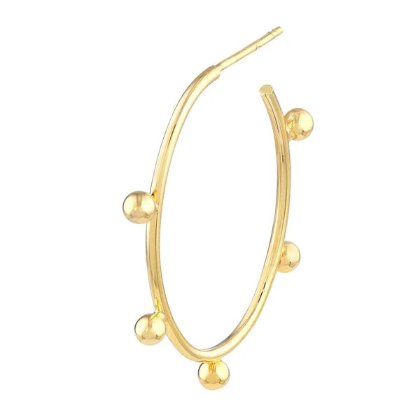 Oval Beaded Wire Post Hoops
