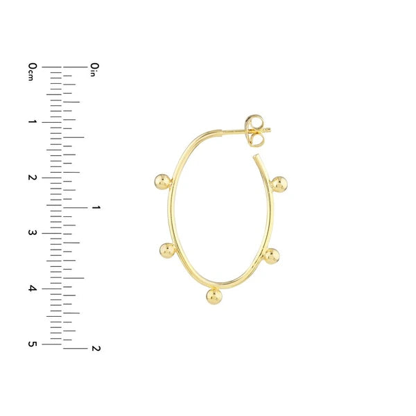 Oval Beaded Wire Post Hoops