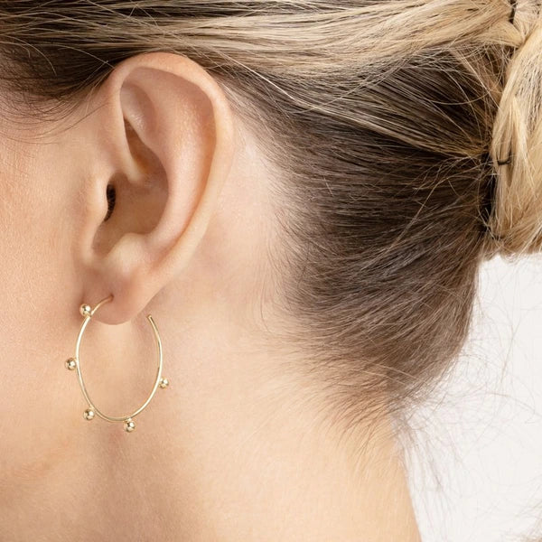 Round Beaded Wire Post Hoops