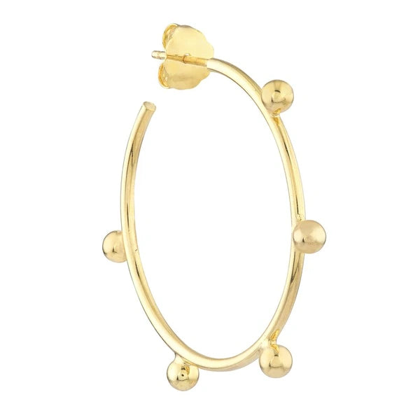 Round Beaded Wire Post Hoops