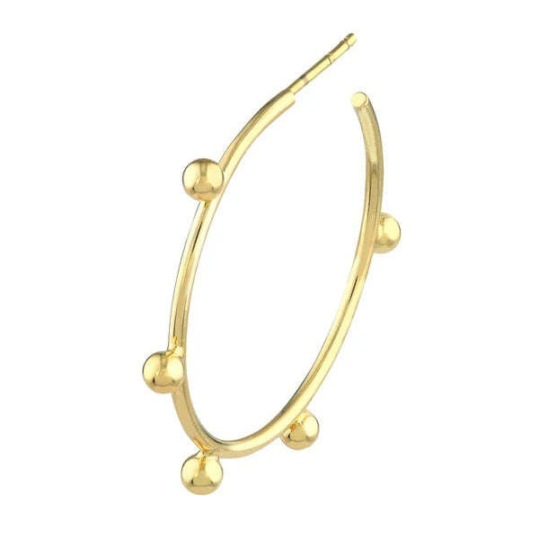 Round Beaded Wire Post Hoops