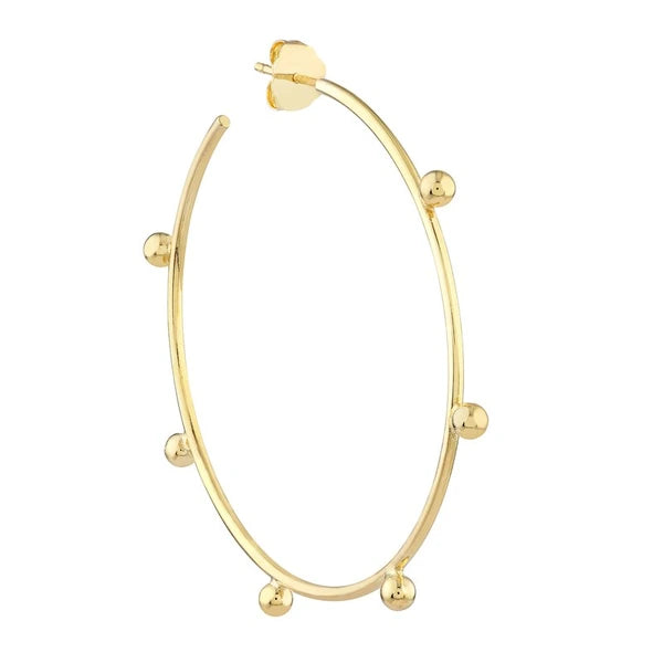 Medium Round Beaded Wire Post Hoops