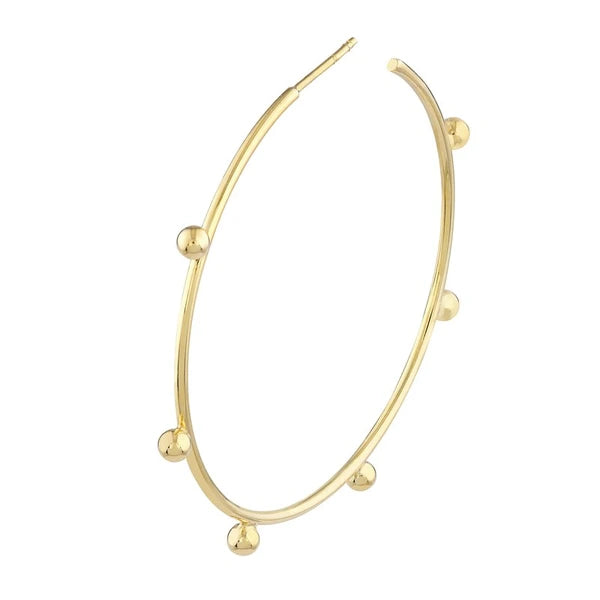 Medium Round Beaded Wire Post Hoops