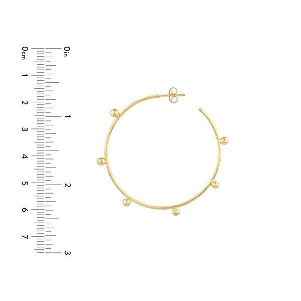 Medium Round Beaded Wire Post Hoops