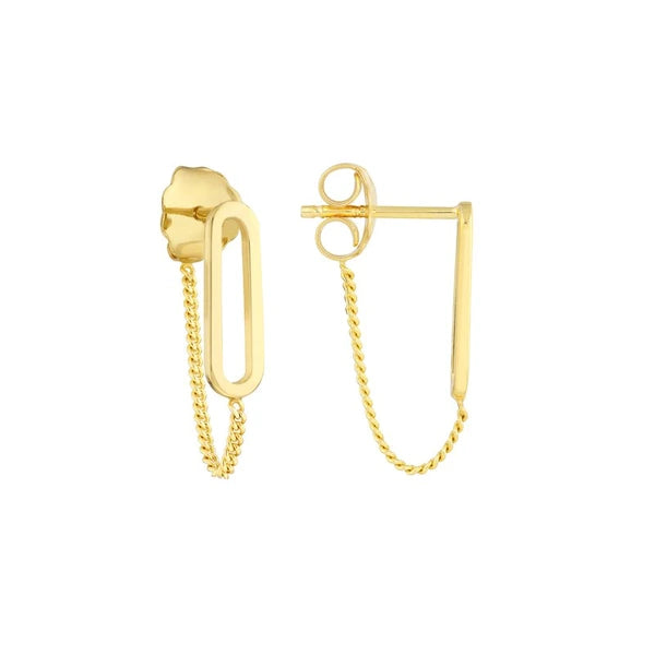 Front To Back Paper Clip & Curb Earrings