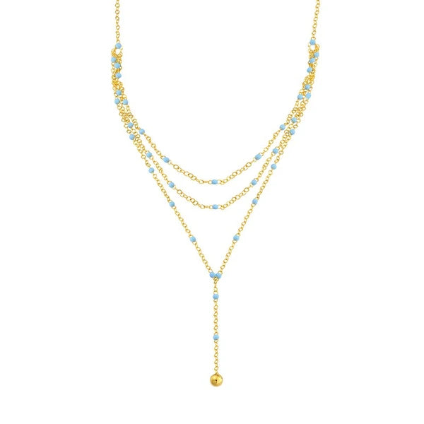 Light Blue EN/Amel Layered Lariat Necklace