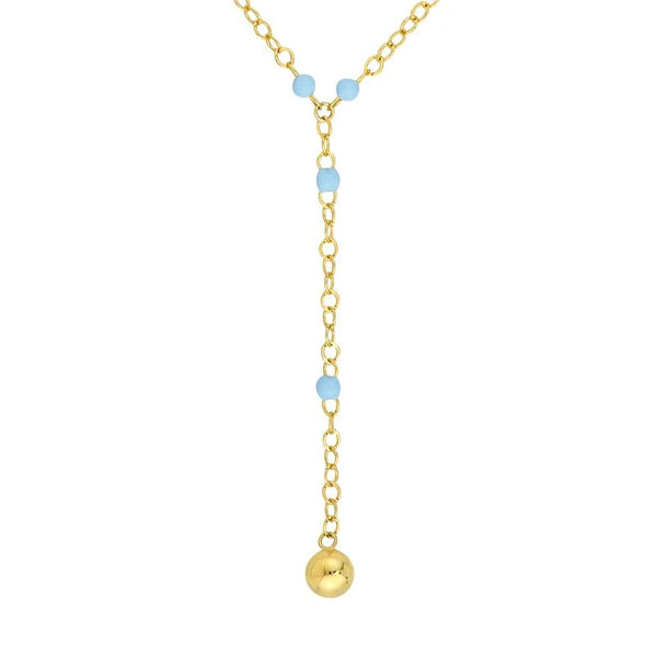 Light Blue EN/Amel Layered Lariat Necklace