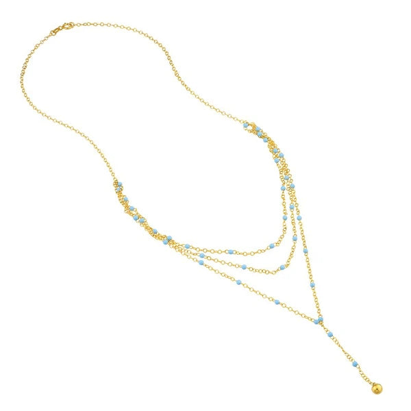 Light Blue EN/Amel Layered Lariat Necklace