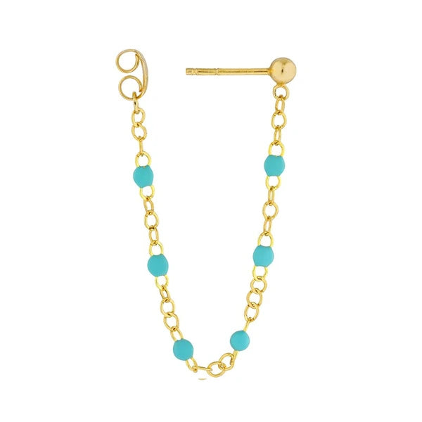 6 Beads Turq EN/Amel Front to Back Earrings