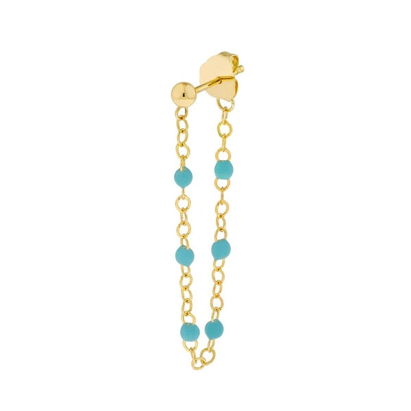 6 Beads Turq EN/Amel Front to Back Earrings