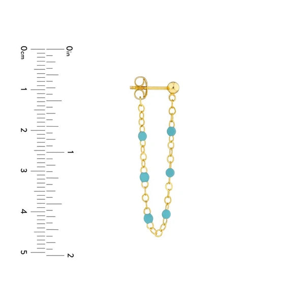 6 Beads Turq EN/Amel Front to Back Earrings