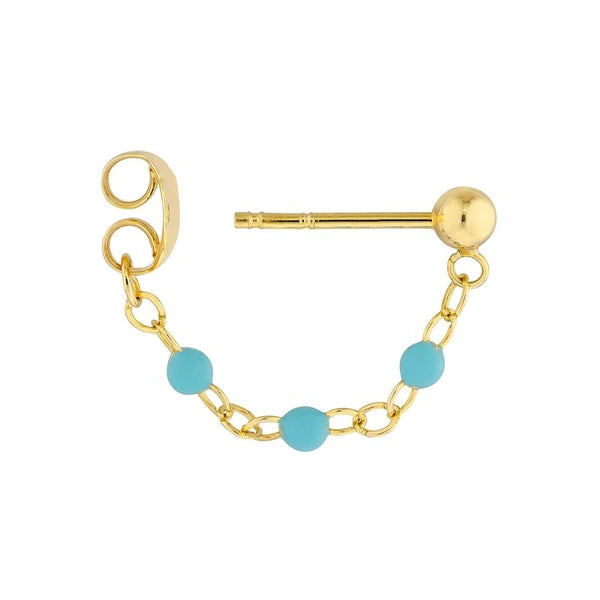 3 Beads Turq EN/Amel Front to Back Earrings
