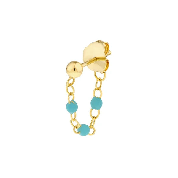 3 Beads Turq EN/Amel Front to Back Earrings