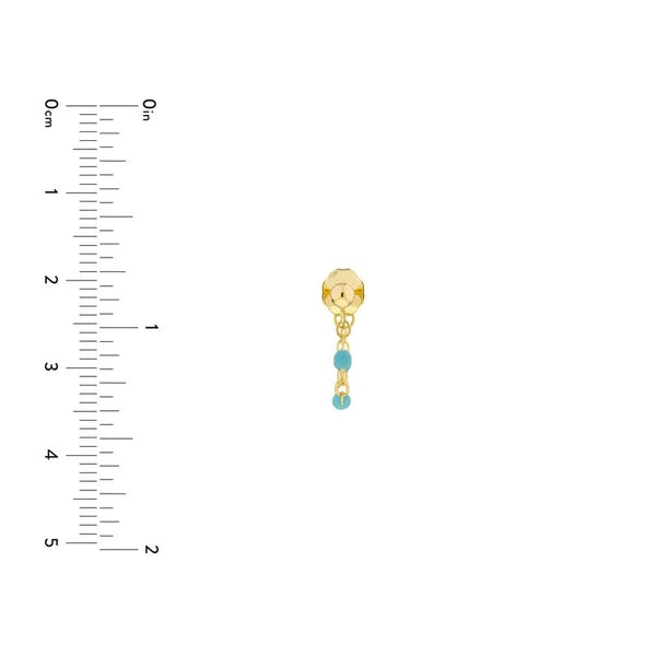 3 Beads Turq EN/Amel Front to Back Earrings