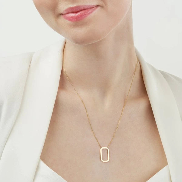 Rounded Rectangle Pendant Necklace