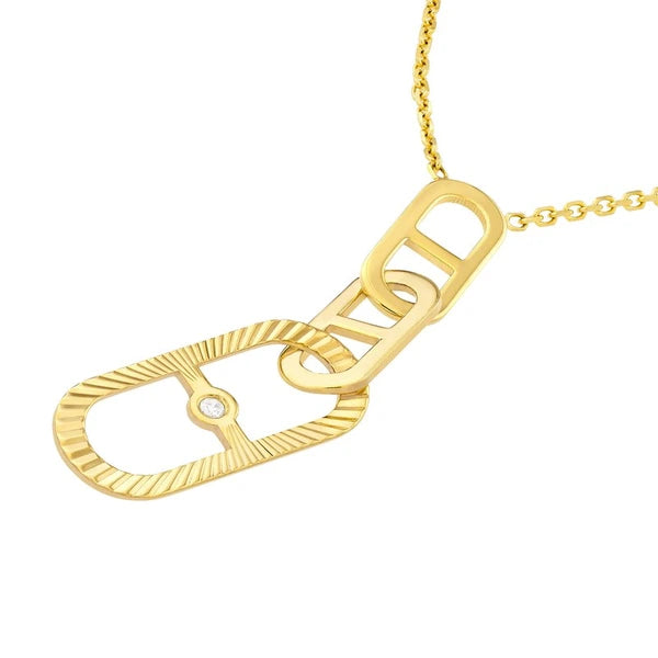 Interlocking Diamond Radiant Link Necklace