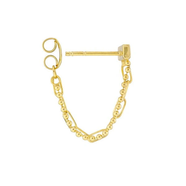 Paper Clip/Bead Chain Bar Front To Back Earrings