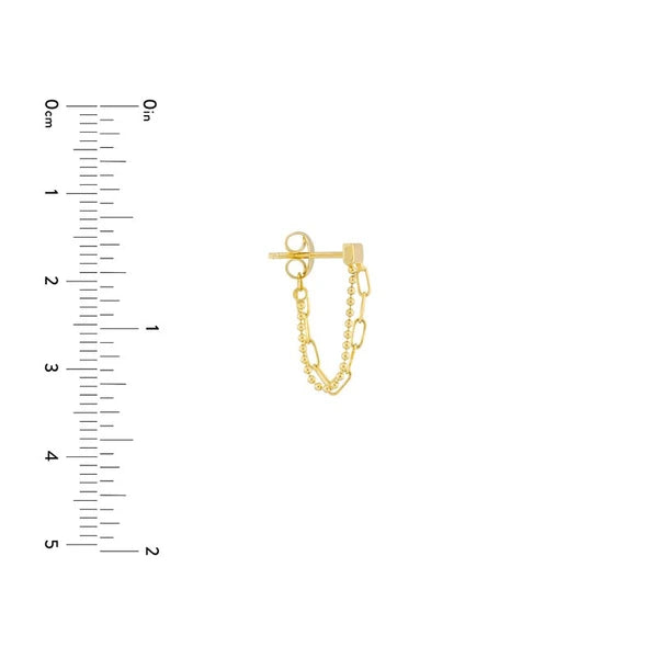 Paper Clip/Bead Chain Bar Front To Back Earrings