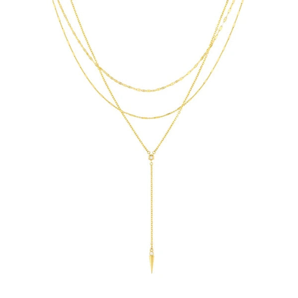 Diamond Multi Layered Lariat Spike Necklace