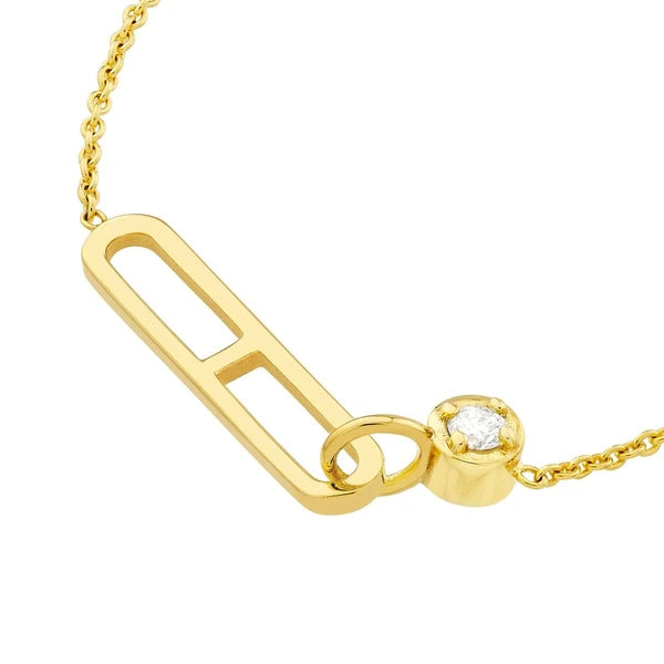 Diamond Solitaire Paper Clip Element Necklace
