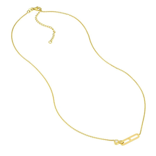 Diamond Solitaire Paper Clip Element Necklace