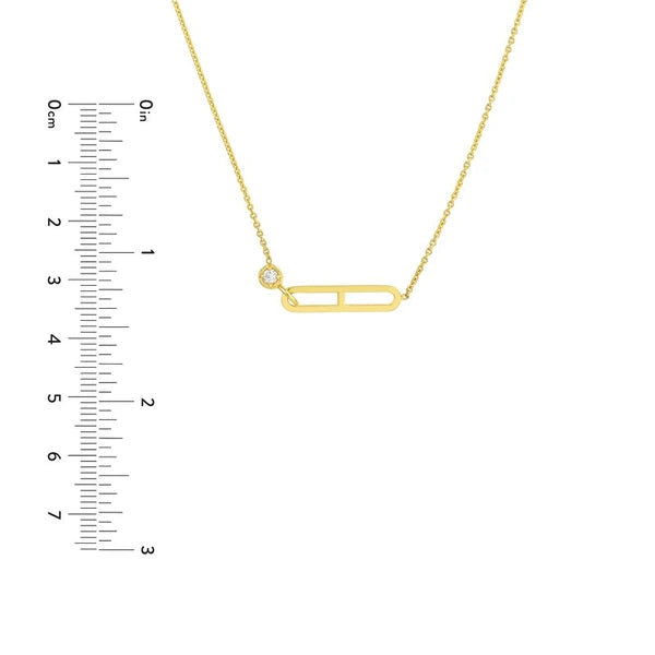 Diamond Solitaire Paper Clip Element Necklace
