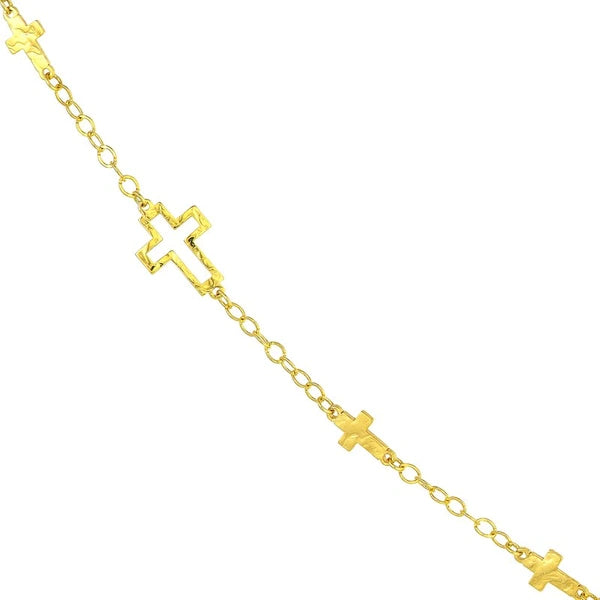 Mix Hammered Crosses Station Necklace