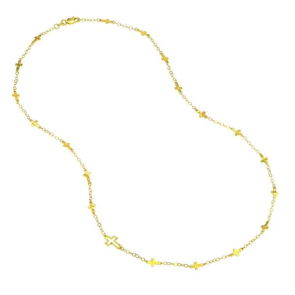 Mix Hammered Crosses Station Necklace